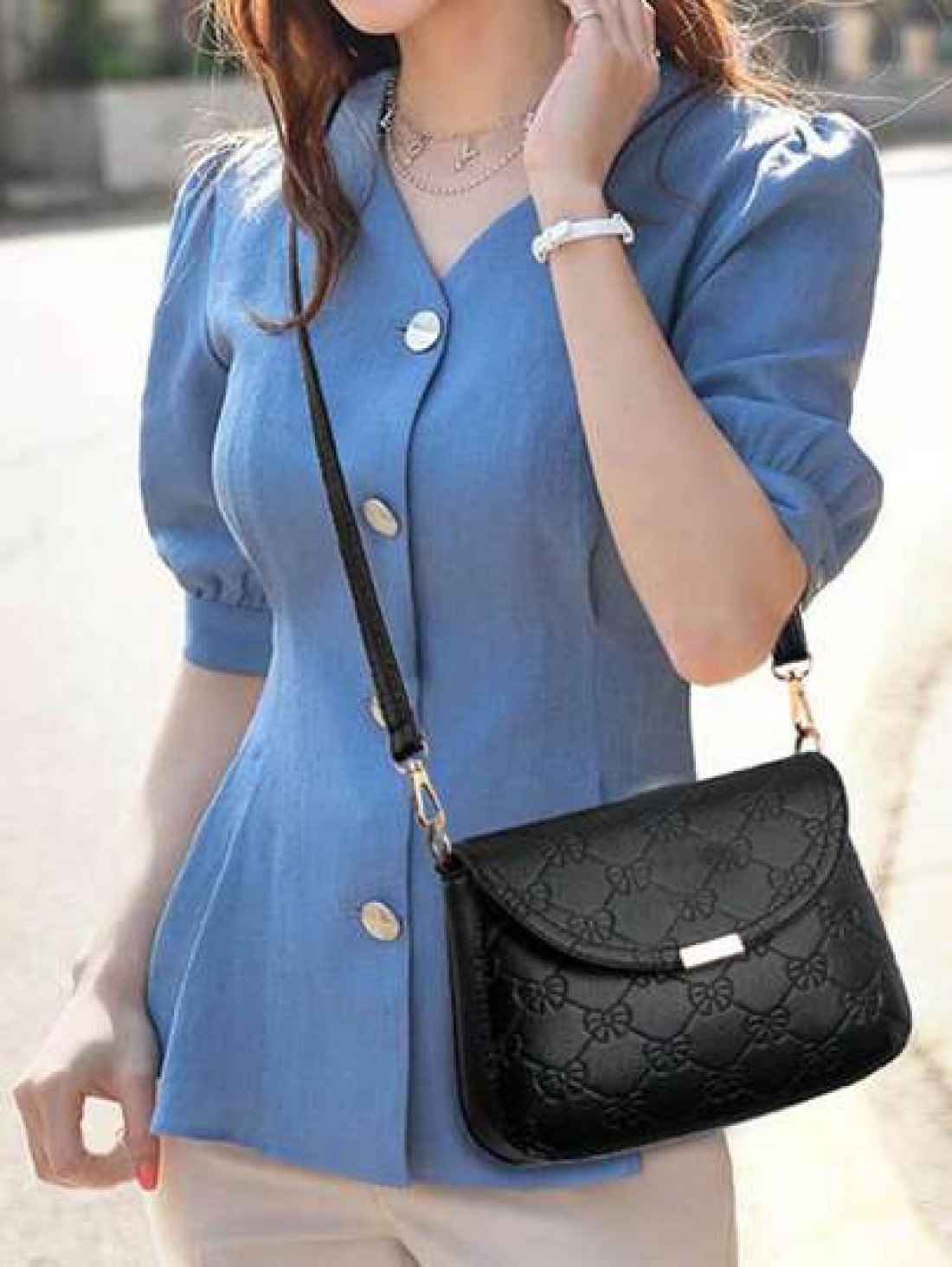 New Large Capacity Bag Female Fashion Senior Texture Female Crossbody Bag With Goddess Single Shoulder Crossbody Bag Pull Head Direction Random
