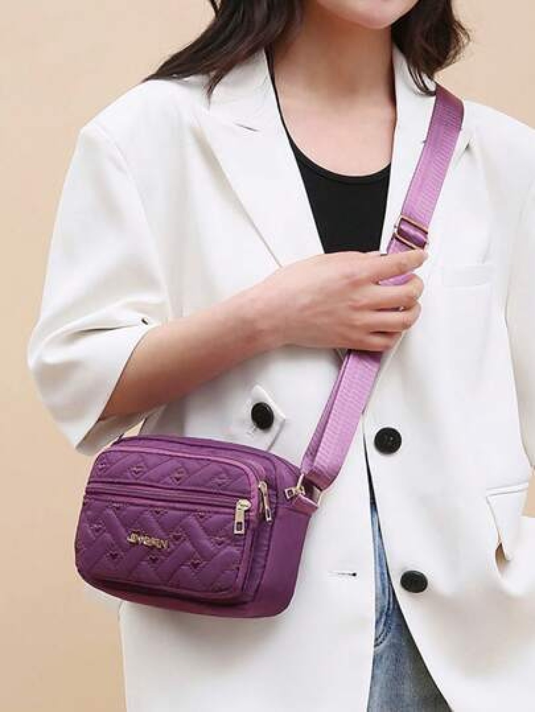 New Oxford Cloth Multi Layer Crossbody Bag Women s Bag Casual Embroidery Single Shoulder Mobile Phone Change Small Cloth Bag Business Bag