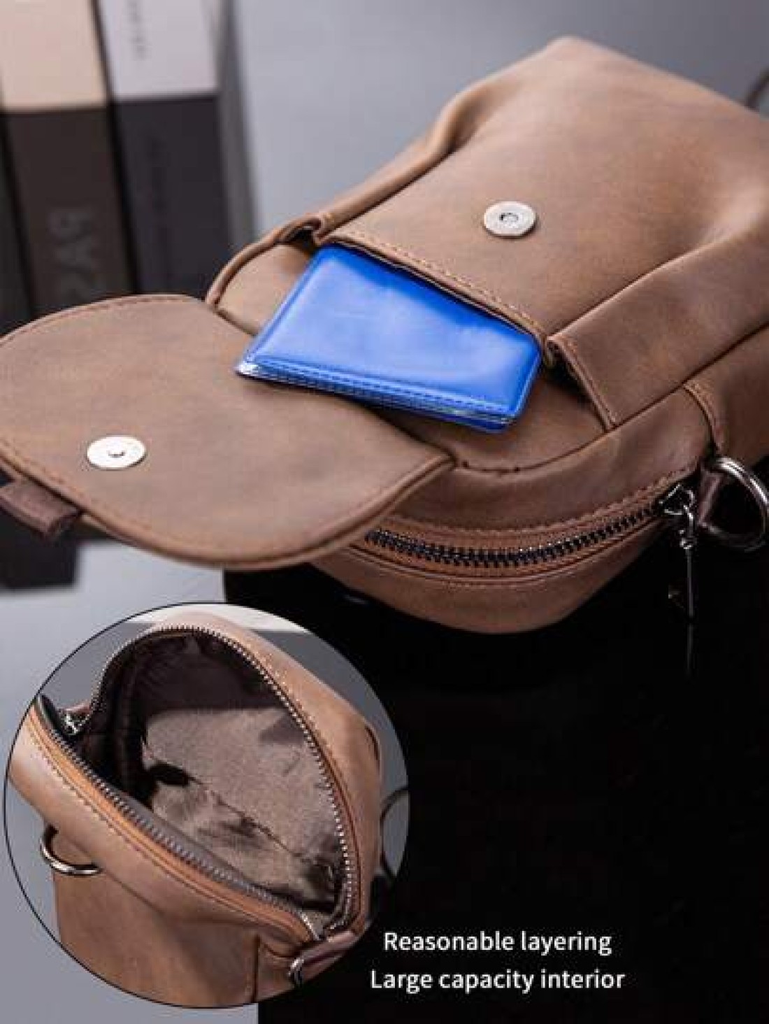 Men s New Phone Bag Korean Style Leather One Shoulder Messenger Bag Outdoor Casual Mini Waist Hanging Bag Flap Cover Square Bag In Cowhide Leather