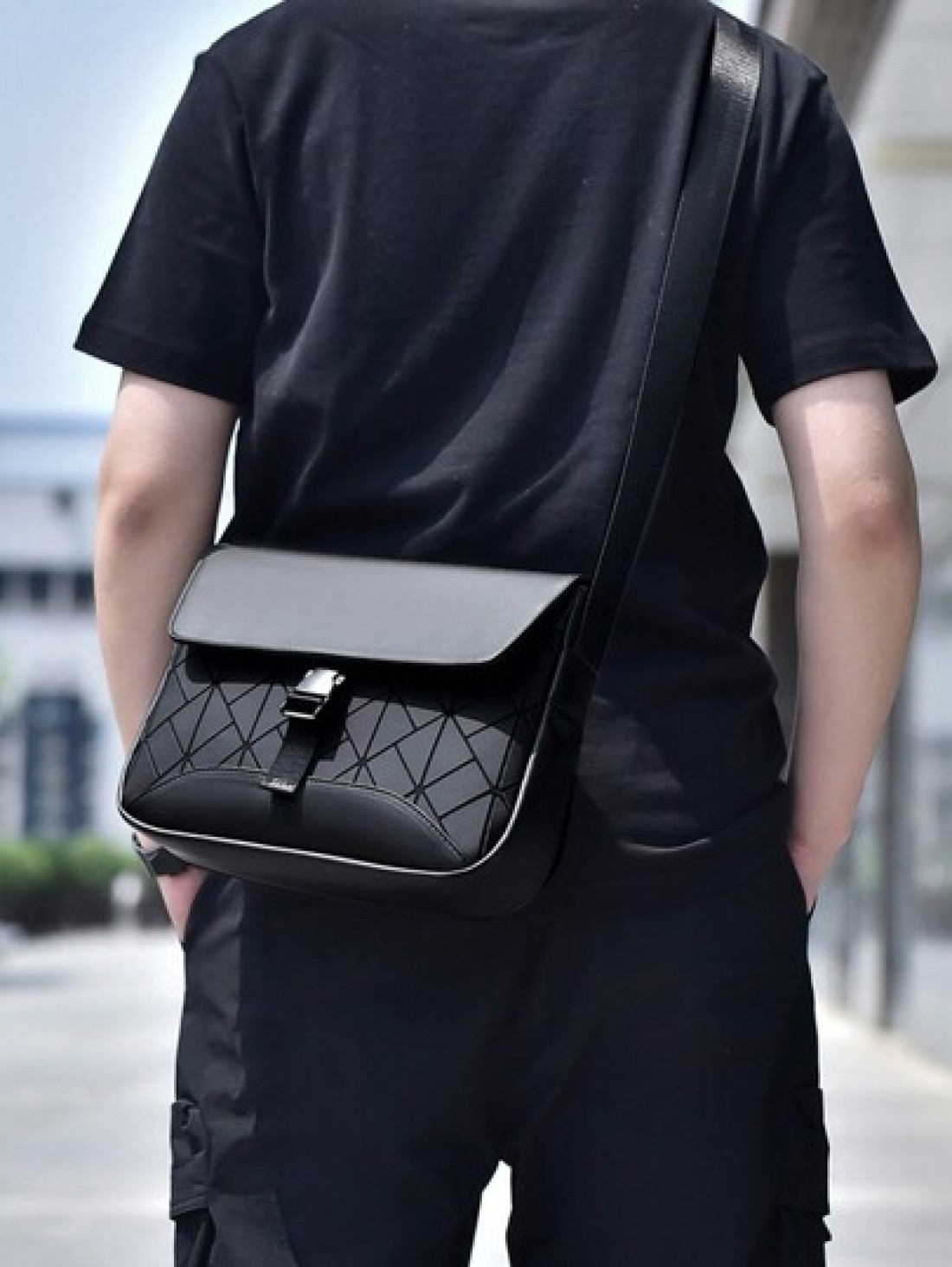Men s Shoulder Bag Lattice Shoulder Bag Coin Purse Casual Commuter Bag Multi Compartment Mobile Phone Coin Purse Commuter Bag Messenger Bag Large Capacity Suitable For Travel PU Material Crossbody Bag