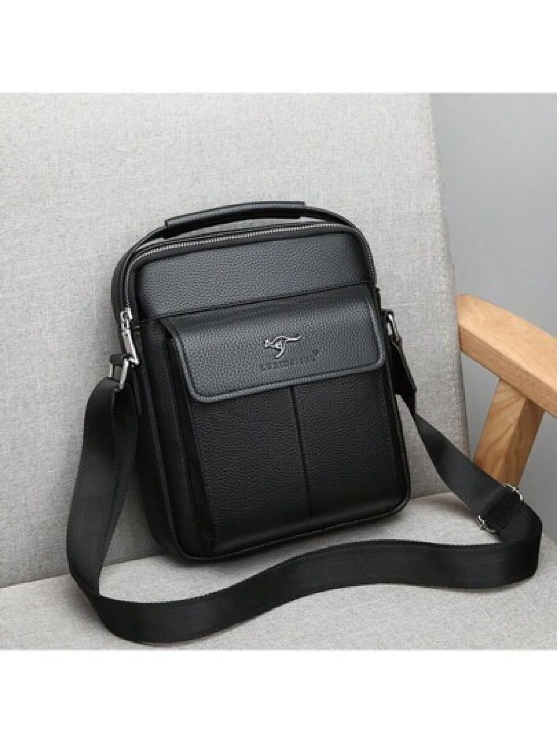 PU Leather Crossbody Bag For Men Casual Shoulder Bag For College Students