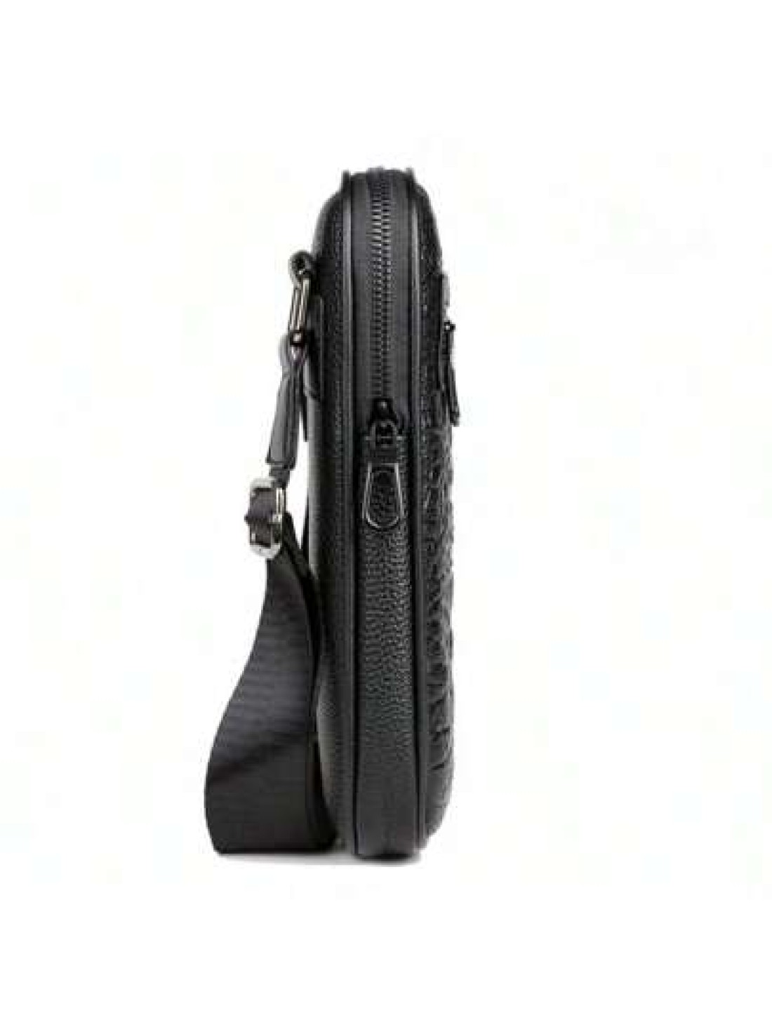 Men Black Crocodile Embossed Shoulder Bag Casual Versatile Lightweight Cycling Messenger Bag Suitable For Holiday Corporate Gifts