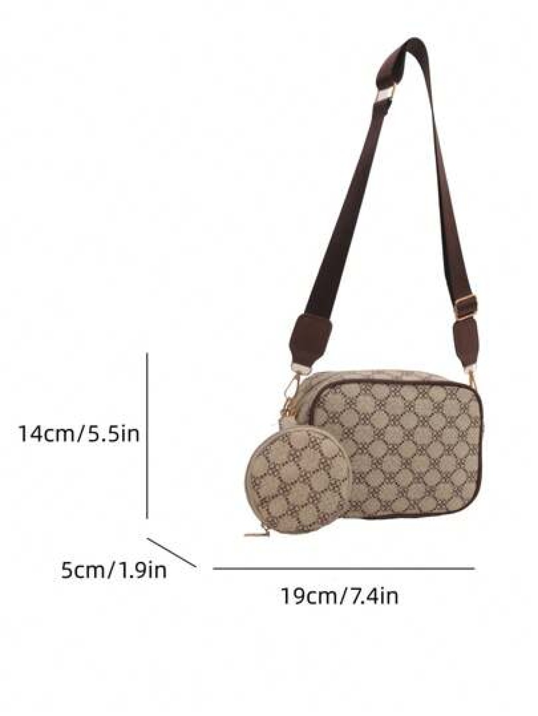 Mini Square Bag Geometric Pattern With Coin Purse PU For Daily Life