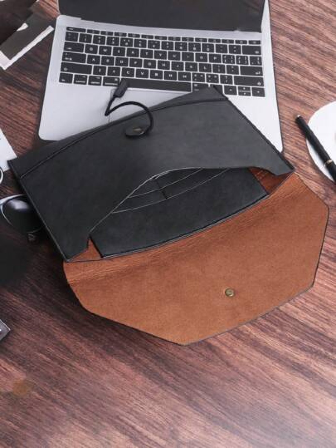 KAIDUCH PU Leather Computer Sleeve Ipad Laptop Bag Large Capacity A4 File Document Organizer Briefcase Business Casual Portfolio