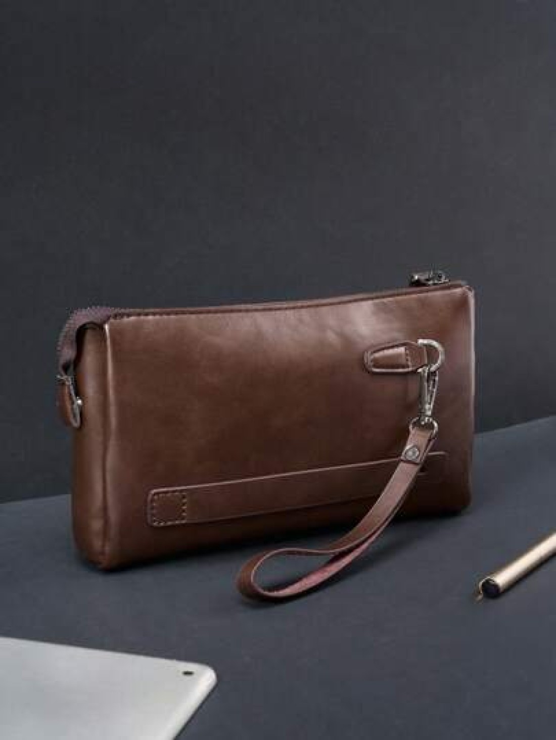 KAIDUCH Men s Fashion Minimalist Large Capacity Clutch Bag Soft Leather Wallet Phone Holder Zipper Lock Long Handbag