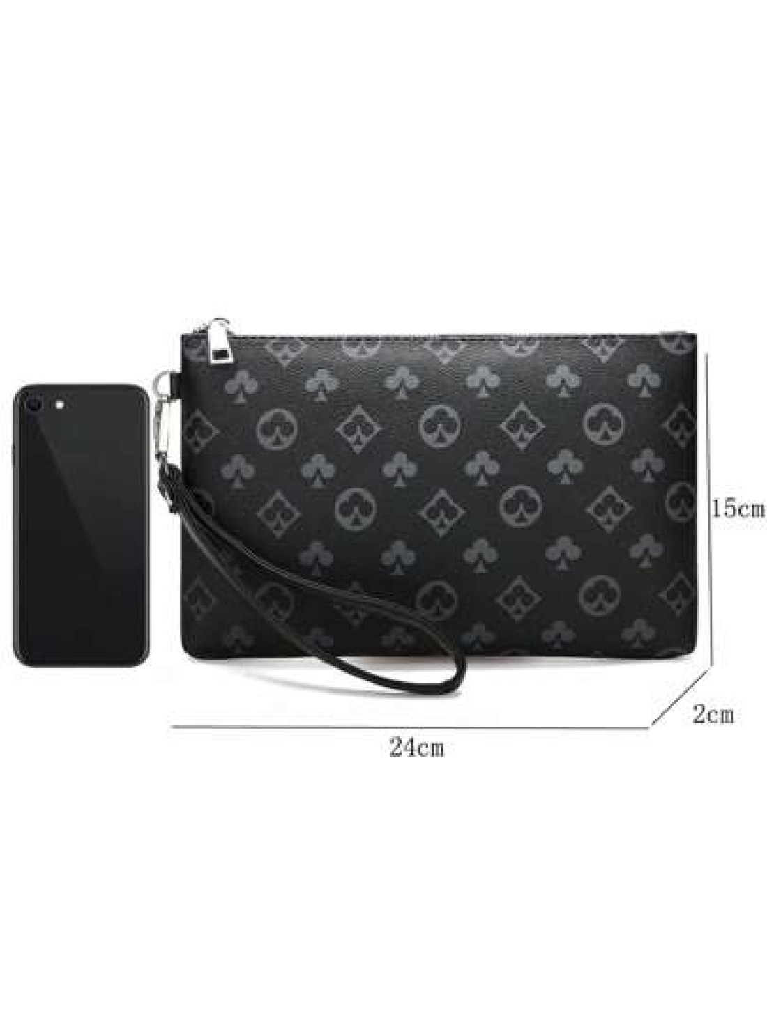Portable Fashion Pu Leather Men Wallet Hand Bag Male Clutch Purse Large Capacity Coin Zipper Purses Money Bag Wash Bag Toiletry Bag Handbag For University Students For Outdoor Travel Work And School H
