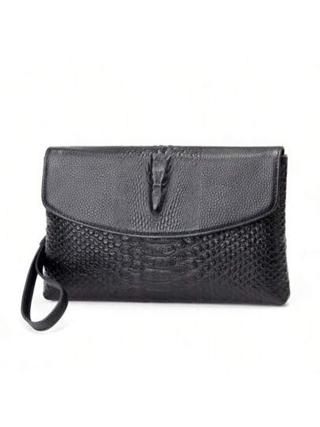 Genuine Leather Clutch Bag For Men Crocodile Pattern Flap Business Hand Bag New Casual Bifold Wallet