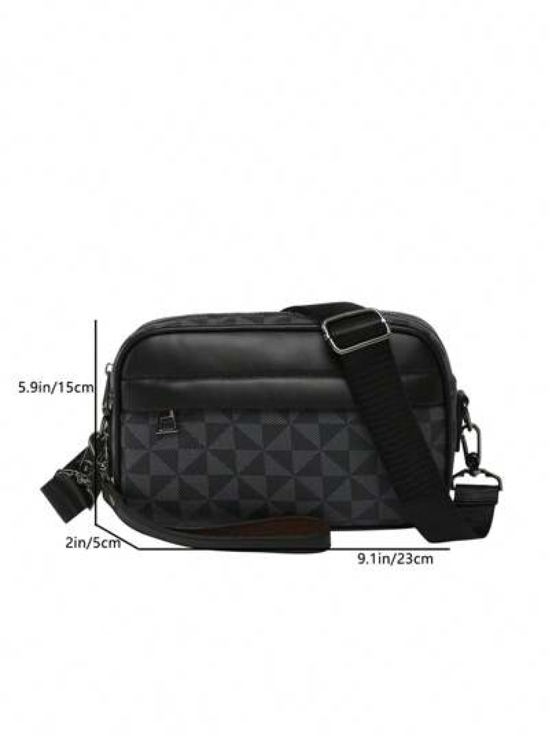 Black Fashion Business Shoulder Bag For Men PU Leather Messenger Bag Wide Strap Crossbody Bags Square Plaid Designer Male Sling Bags Luxury Bags