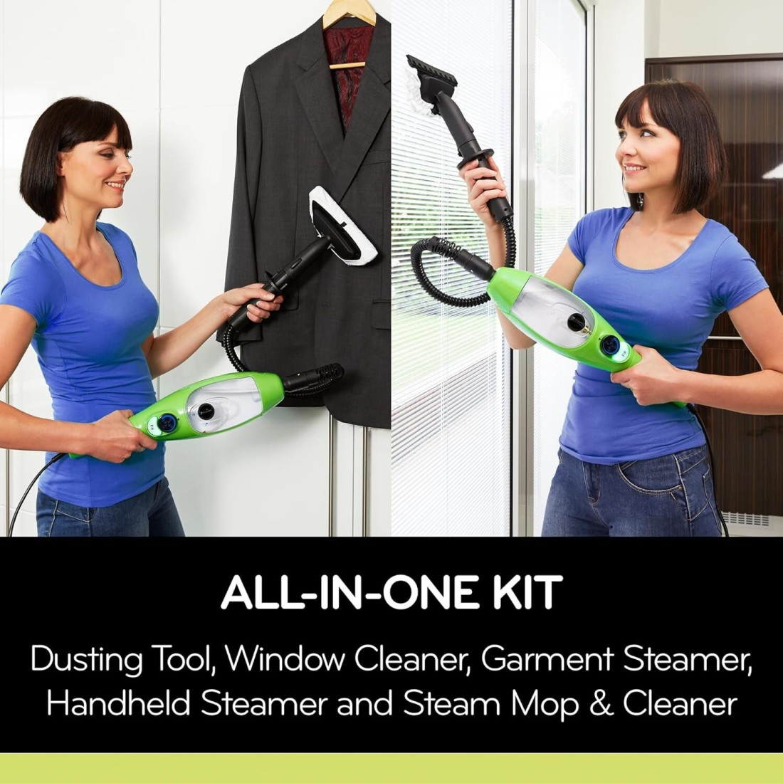 Steam Mop &amp; Handheld Steam Cleaner, 10-in-1 Multipurpose Floor Steamer for Hardwood, Tile, Grout, Upholstery &amp; Carpet, Chemical-Free Deep Cleaning.