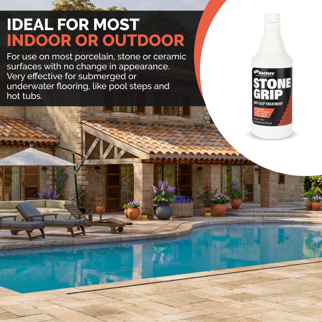 Stone Grip Industrial Gallon NonSlip Floor Treatment for Tile and Stone to Prevent Slippery Floors IndoorOutdoor ResidentialCommercial Works in Minutes for Increased Traction