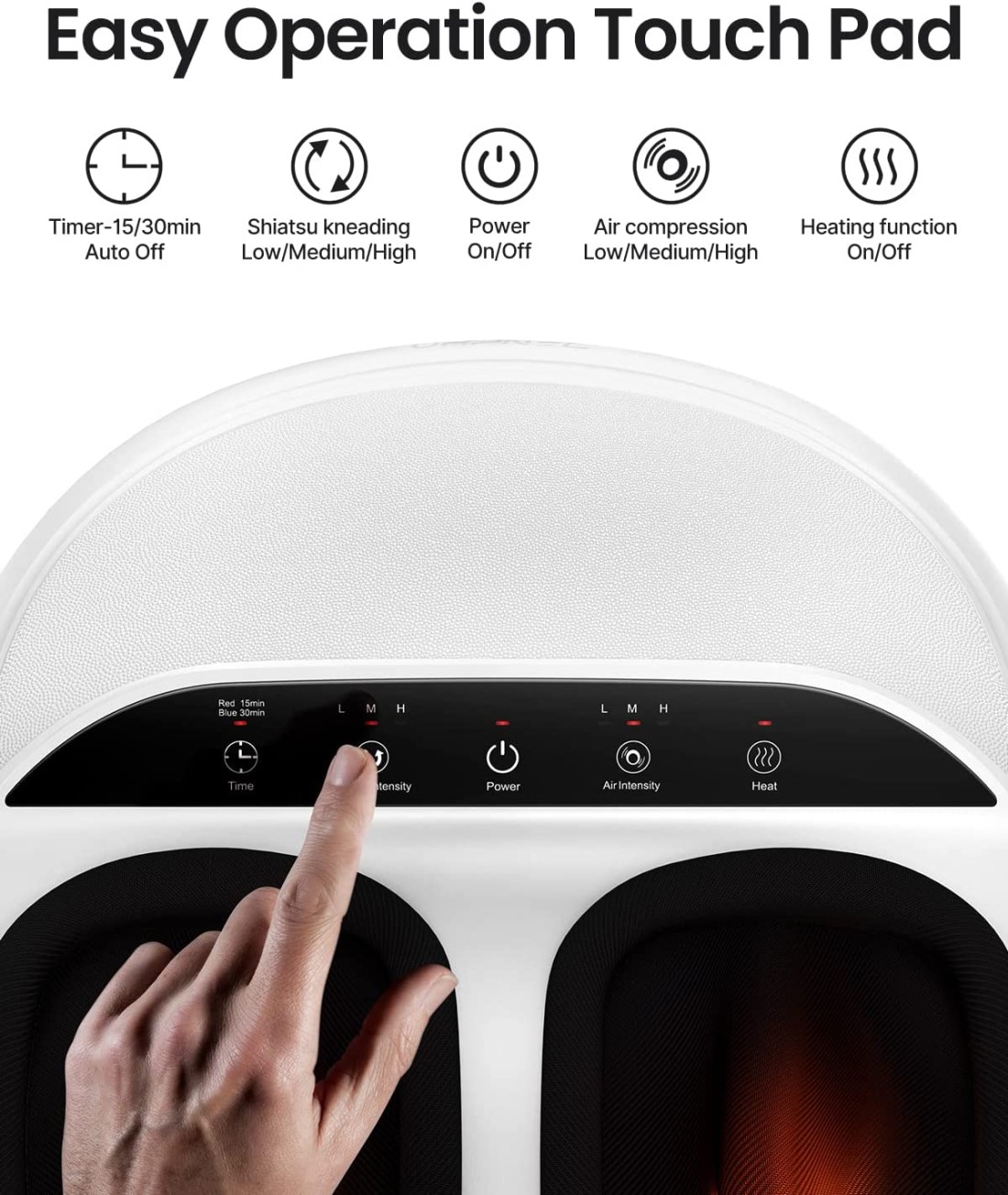 Renpho Foot Massager Machine With Heat, Shiatsu Massager Deep Kneading Therapy, Air Compression, Relieve Foot Pain From Plantar Fasciitis, Improve Blood Circulation (Panel Control)