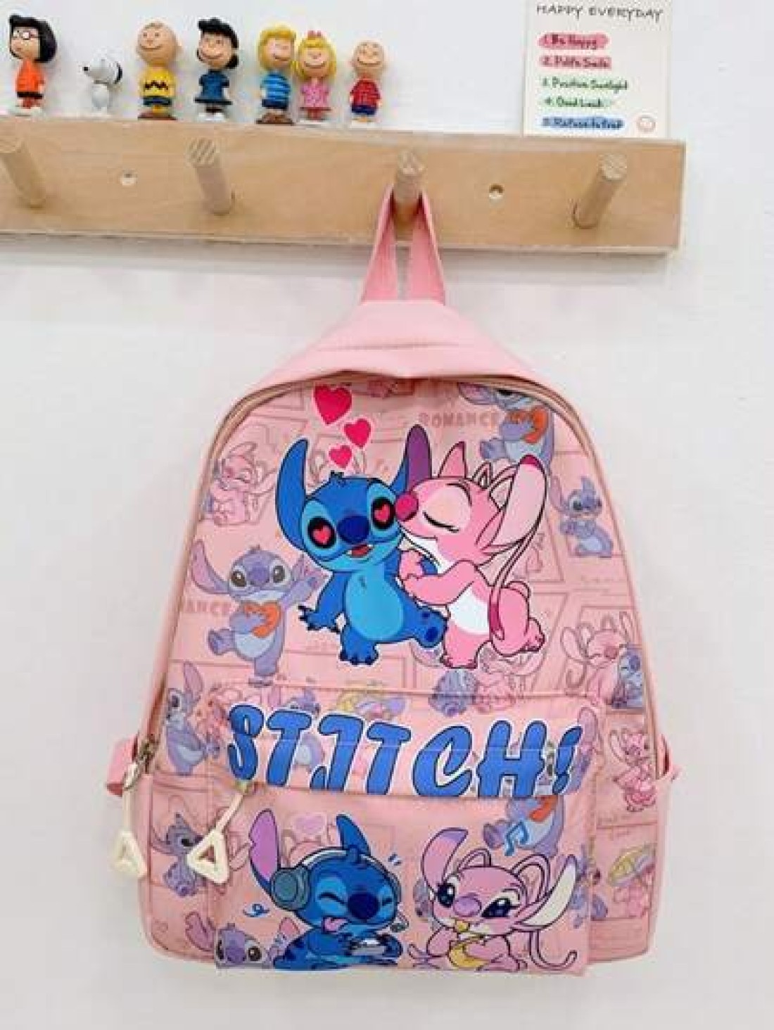 Disney 1 Disney Backpack Stitch Student Bag Lightweight Cartoon Pattern Storage Bag Small Backpack With Zipper Seal Storage Bag Suitable For Stationery Organization Gift Bag For Friends Gatherings On