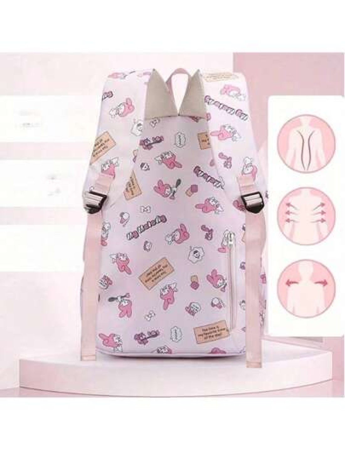 Sanrio حقيبة ظهر Sanrio، حقيبة مدرسية كاواييه أنيقة ، حقيبة ظهر ملونة للفتيات ، حقيبة خارجية قابلة للطي سعة كبيرة