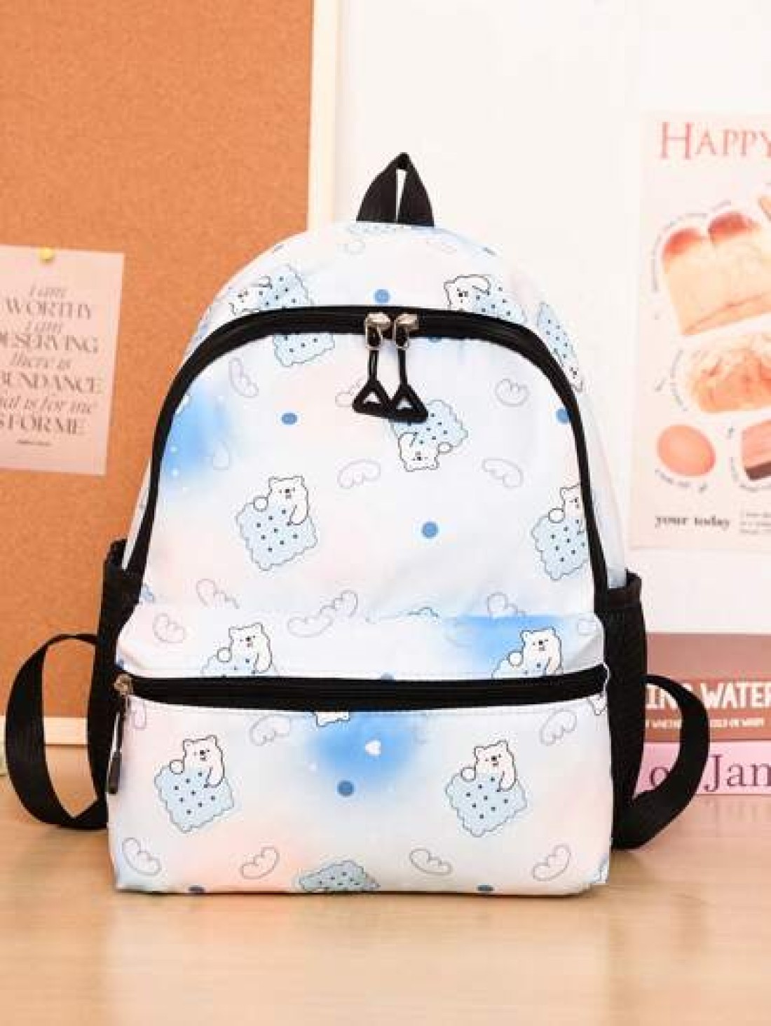 1pc Backpack Nylon Zipper Closure New Cute Schoolbag Dreamy Colored All Match Backpack Cartoon Backpack Suitable For Daily Outings Outings Perfect Gift For Boys And Girls