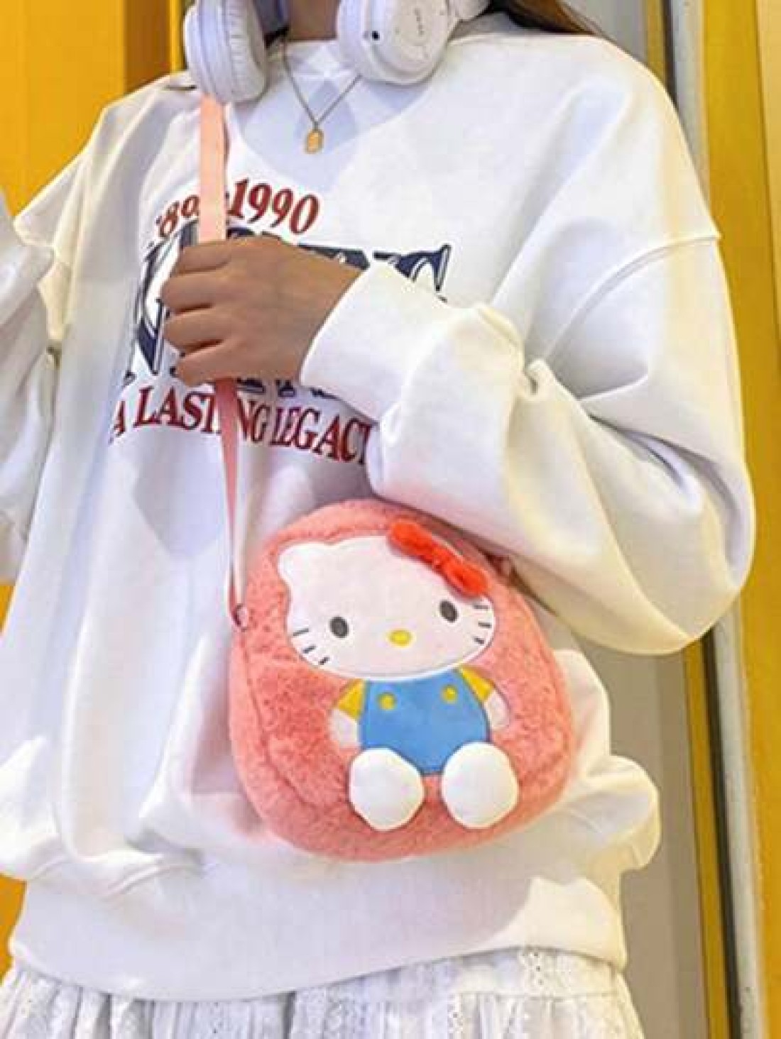 Sanrio 1 قطعة شخصية Sanrio وحقيبة كتف قطع كرتونية للوجبات الخفيفة 1 قطعة، حقيبة ظهر كتف متنوعة لسيدات على شكل قطة KT