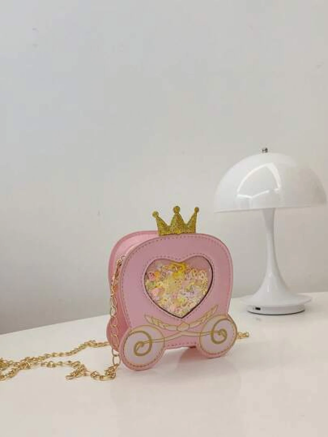 حقيبة كتف من الجلد الاصطناعي PU للبنات على شكل تيجان الأميرات الكرتونية