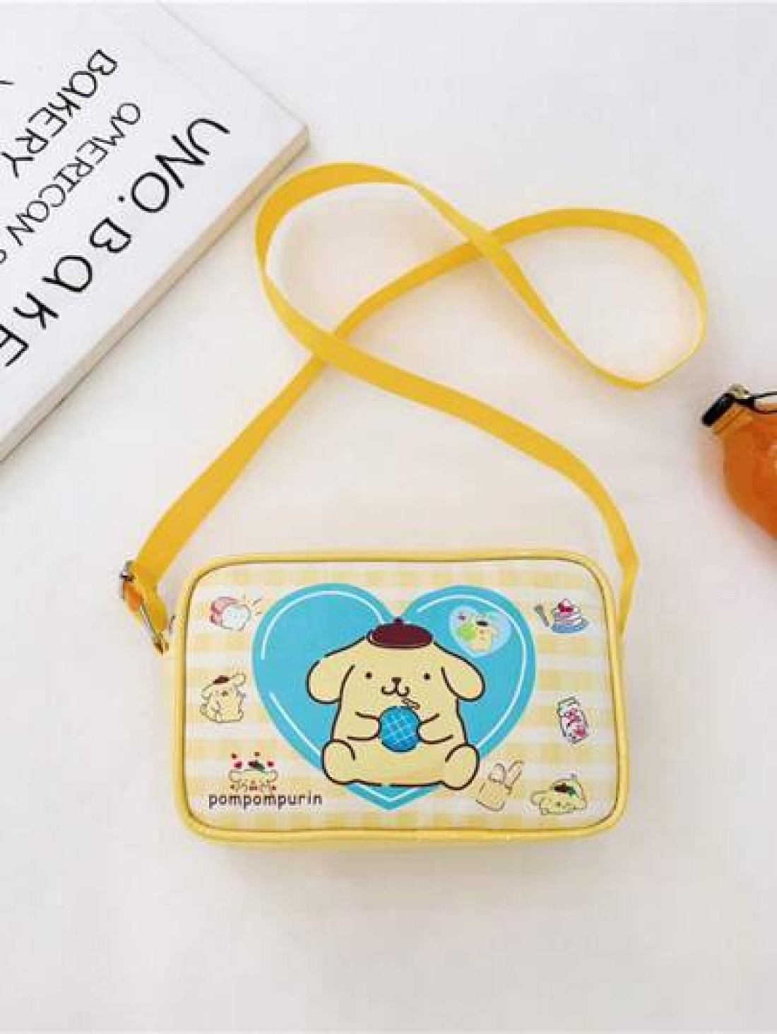 Sanrio قطعة واحدة حقيبة كتف صليب صغيرة للبنات بتصميم Kuromi وCinnamoroll من جلد البولي يوريثان، حقيبة مربعة للأطفال