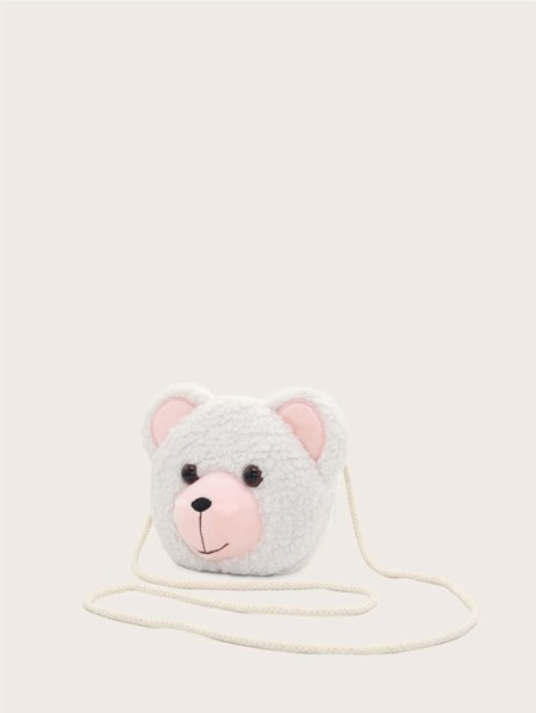 1pc Plush White Bear Shoulder Bag With Zipper Closure Suitable For Boys Girls Casual Daily Outfit