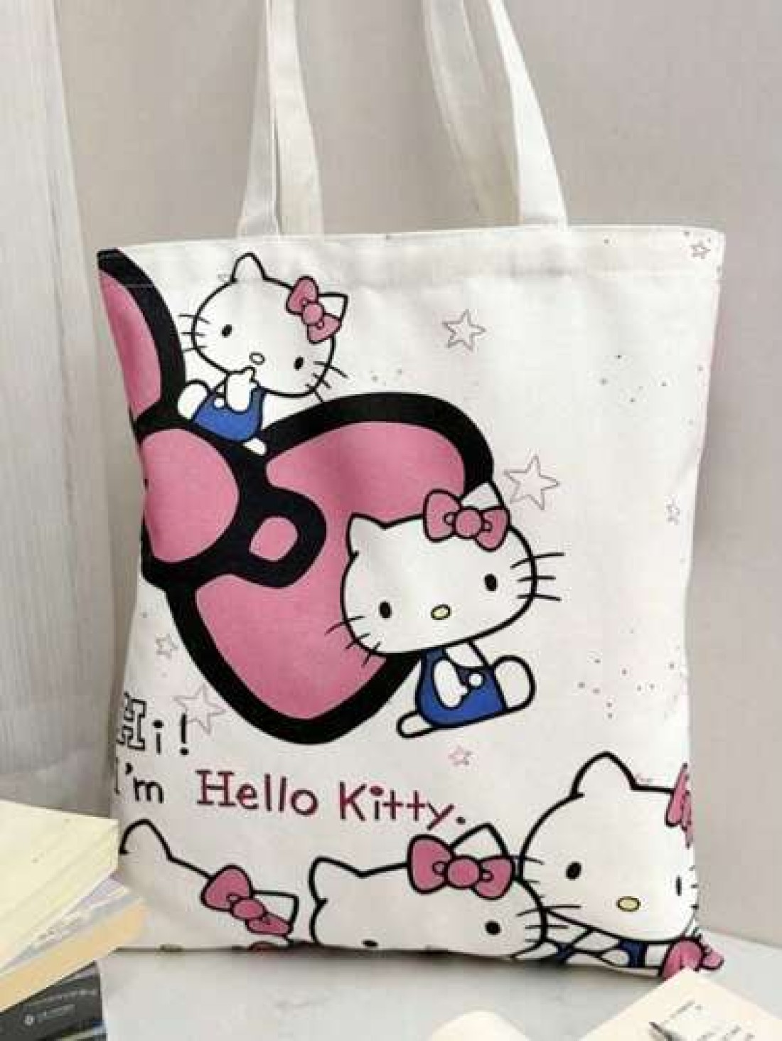 Sanrio Cartoon Sanrio Hello Kitty Kuromi New Large Capacity Commuting Canvas Bag Girls Anime Kawaii Cartoon Pattern And Stylish School Design