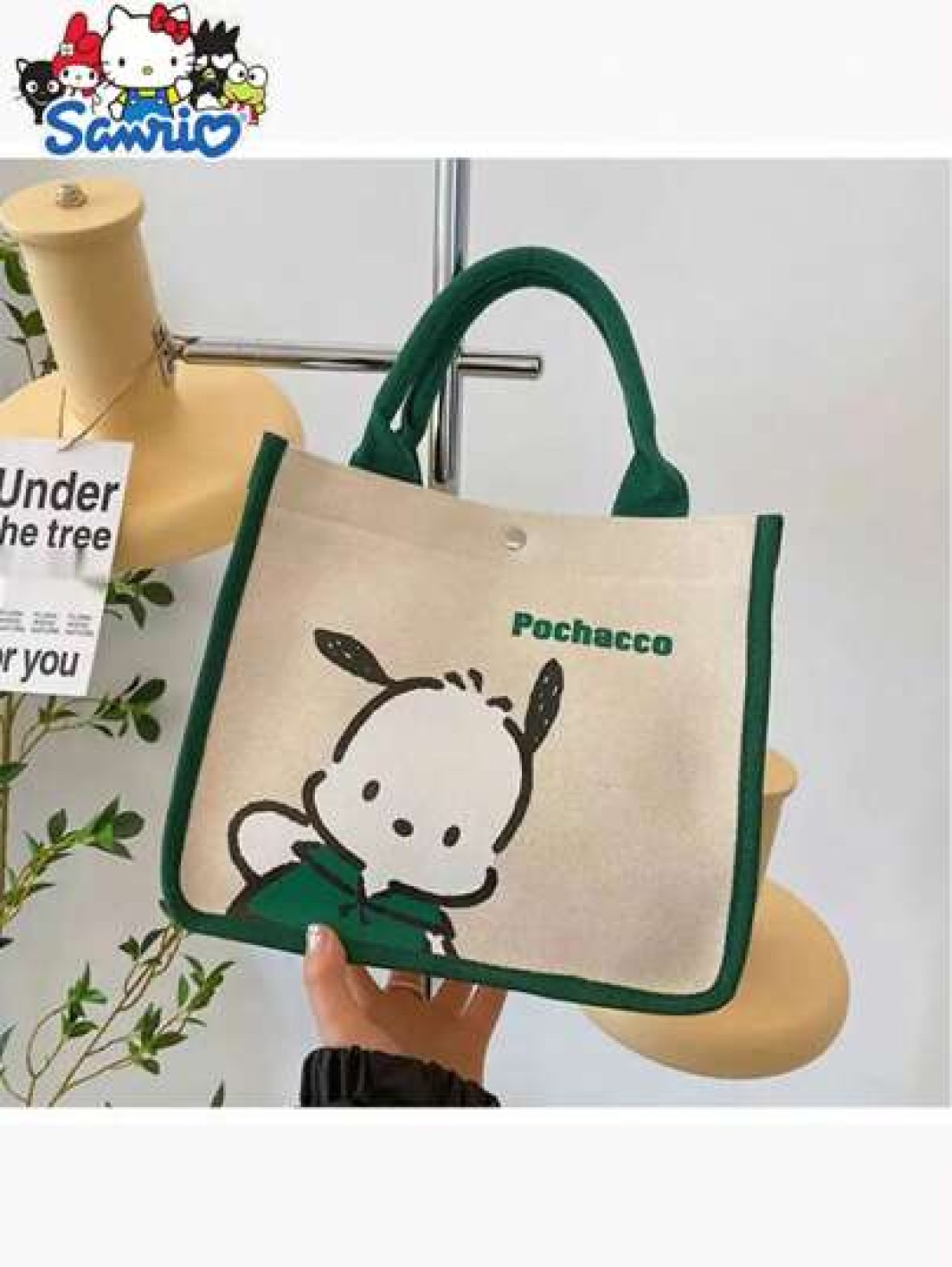 Sanrio حقيبة كتف مصنوعة من قماش كانفاس بصورة هالو كيتي خفيفة الوزن وذات استخدامات متعددة لفتيات كوسميتك متاحة با