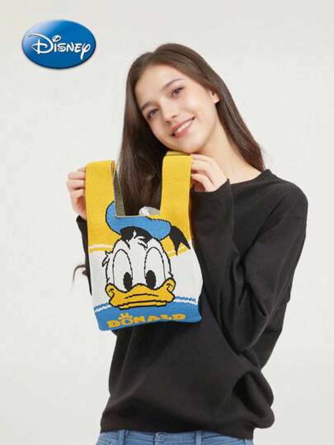 Disney Disney New Small Cartoon Knit Handbag Kids Convenient Tote Bag Cute Stitch Donald Duck Mickey Minnie Student Fashionable Lightweight Handbag