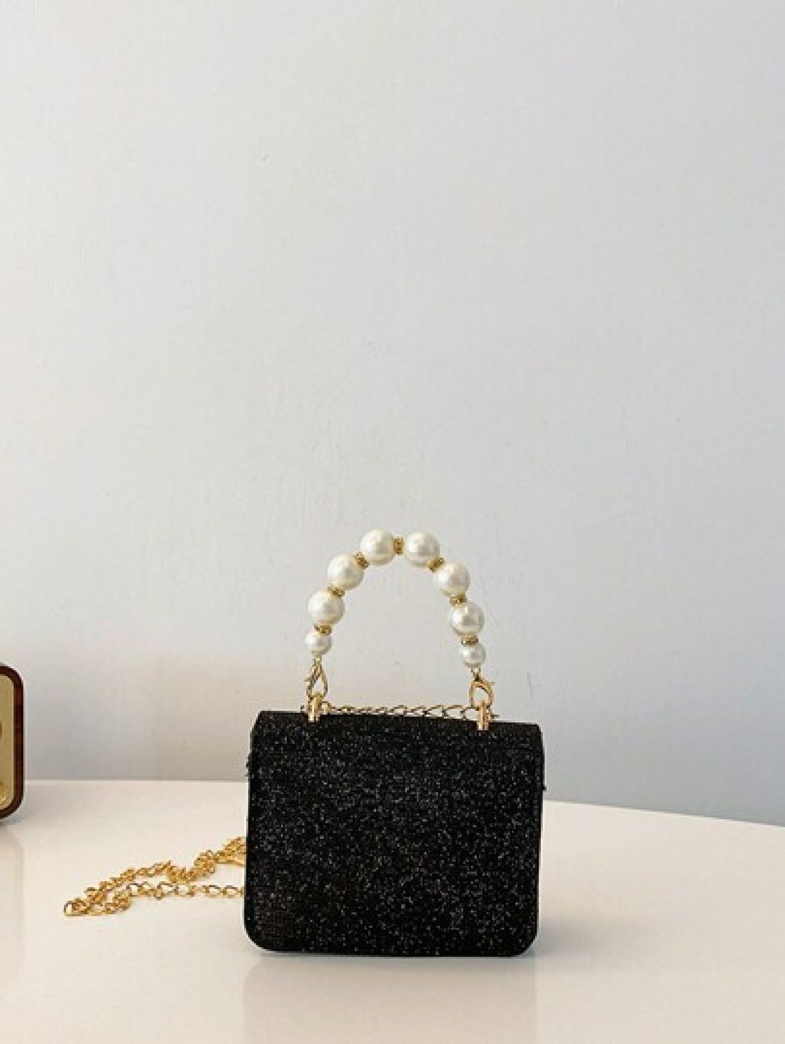 Rhombic Fashion Mini Pearl Chain Handbag Mini Children s Shoulder Bag Square Mini Bag