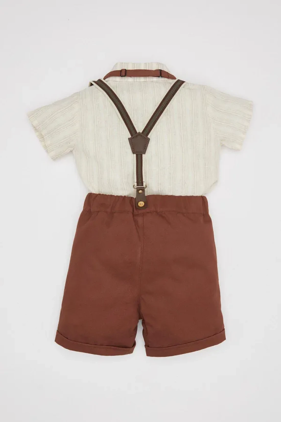 Defacto 4-Piece Striped Set for Baby Boy - Poplin Shirt, Shorts and Bow Tie Pants B8082A524Sm
