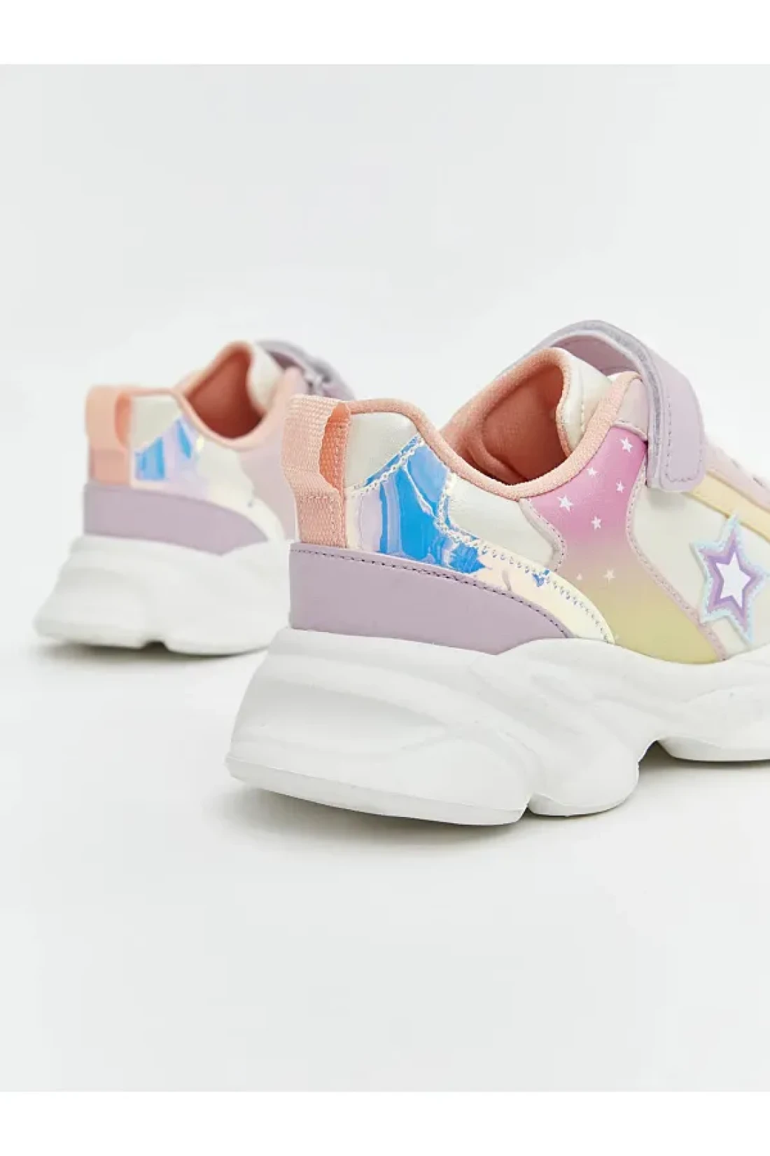LC Waikiki Lcw Steps Mixed Color Blocks Lace-Up and Velcro Girls' Sneakers