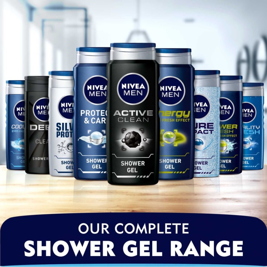 NIVEA MEN 3in1 Shower Gel Active Clean Charcoal 250ml Pack of 3