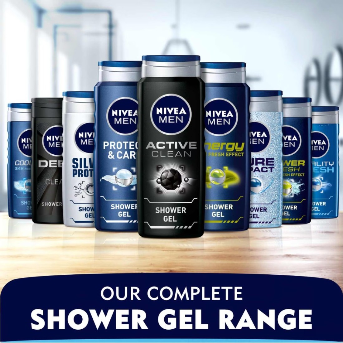 NIVEA MEN 3in1 Shower Gel Pure Impact Fresh Scent 250ml Pack of 3