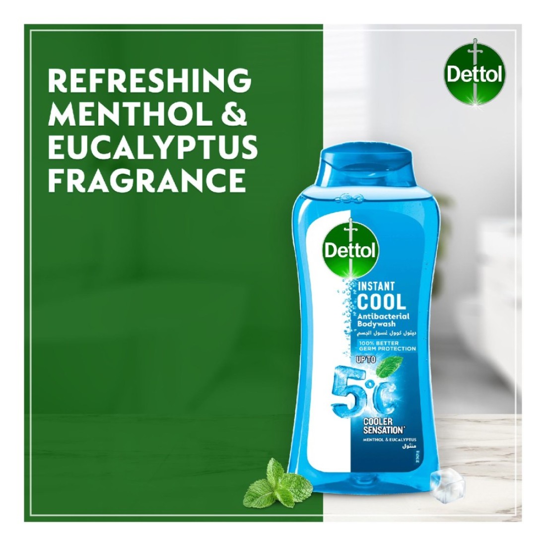 Dettol Cool Anti-Bacterial Body Wash Mint And Bergamot Blue 500ml+250ml