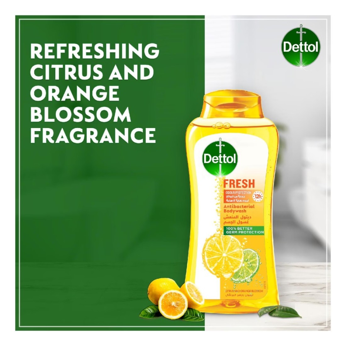 Dettol Fresh Anti-Bacterial Citrus And Orange Blossom Body Wash Yellow 500ml+250ml Assorted