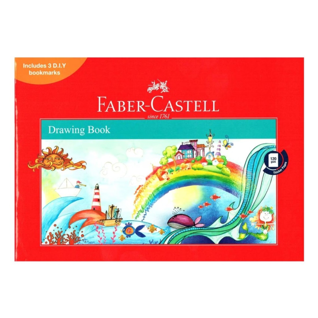 Faber Castell Colour Pencils 12 PCS with Wax Crayons 12 PCS and Fibre-Tip Colour Markers 12 PCS and 120 GSM Drawing Book