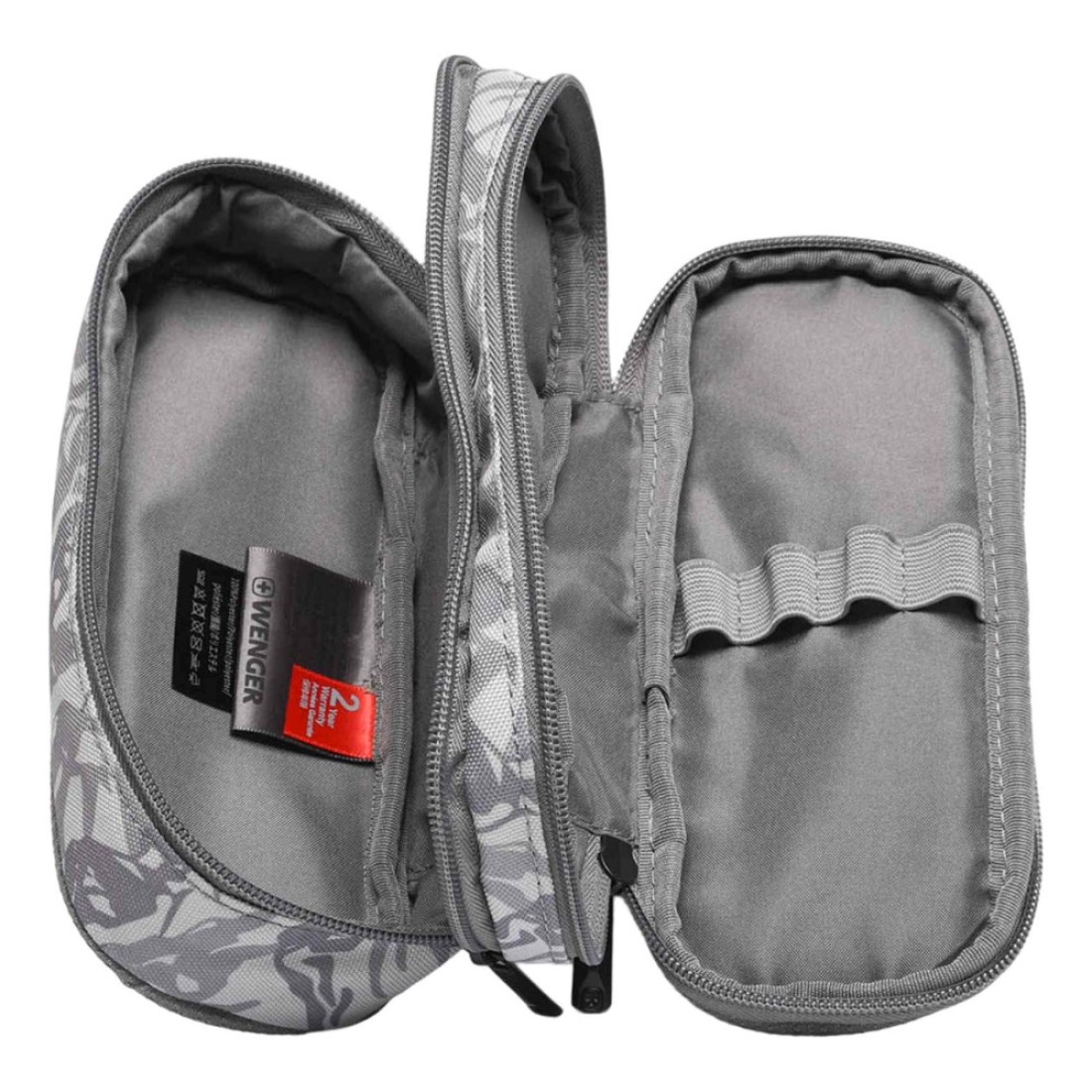 Wenger 2 Compartment Pencil Case Grey 23cm