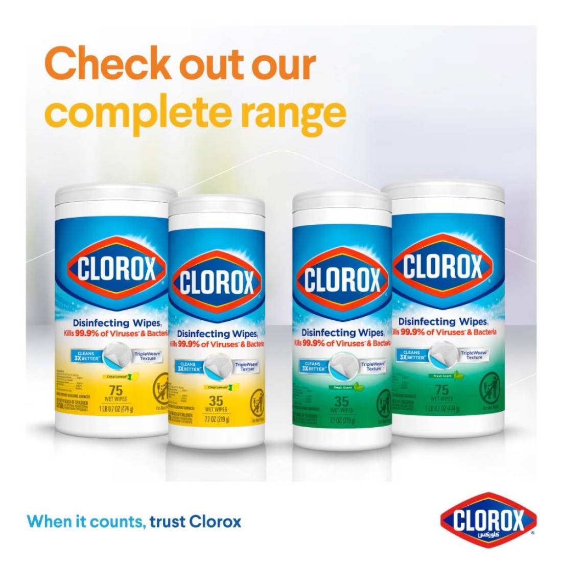 Clorox Disinfecting Wipes Crisp Lemon 75 Wet Wipes
