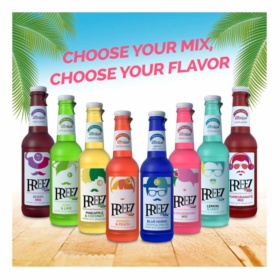 Freez Mix Carbonated Flavoured Drink Bottles Strawberry Mix 275ml Pack of 6