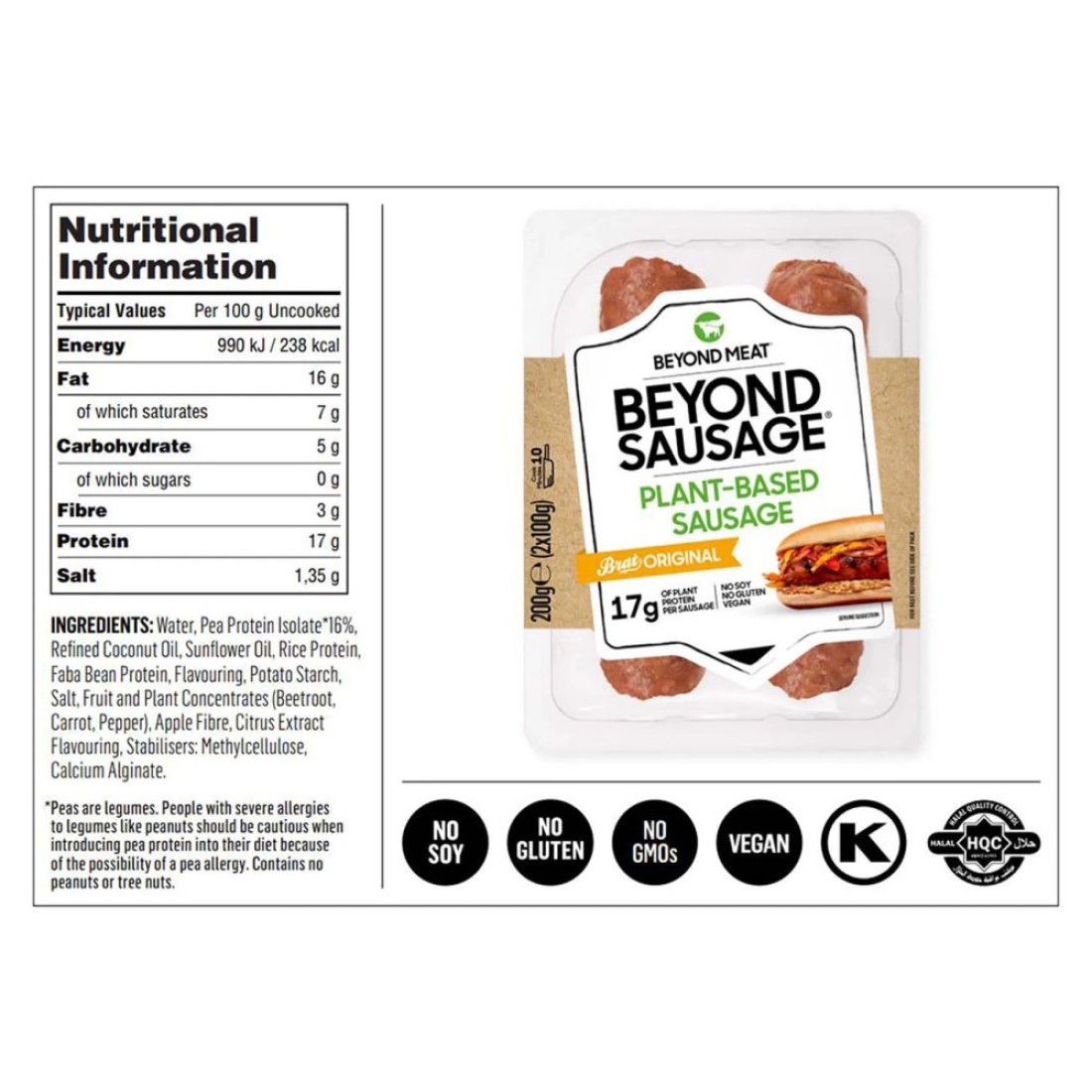 Beyond Meat Plant-Based Brat Original Sausage 200g