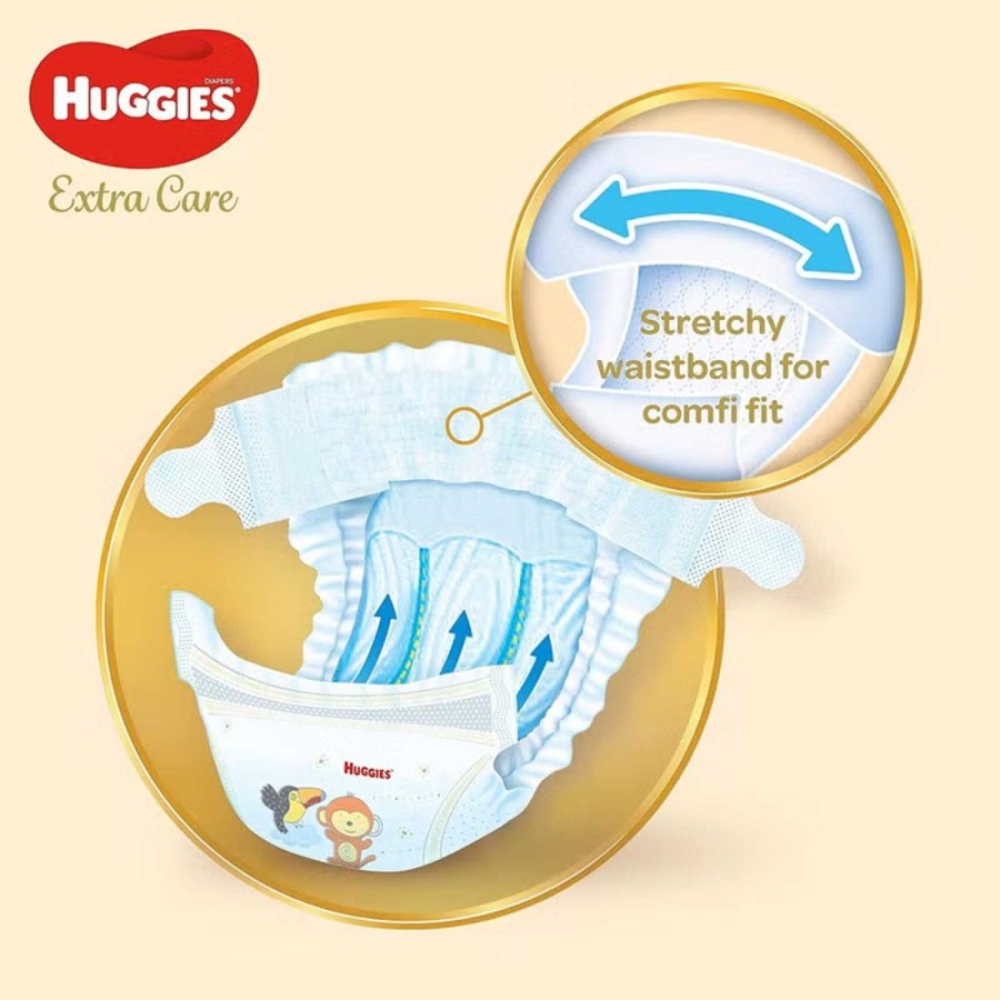 Huggies Extra Care Baby Diapers, Size 4, 8-14Kg, 40 Diapers Pack of 2