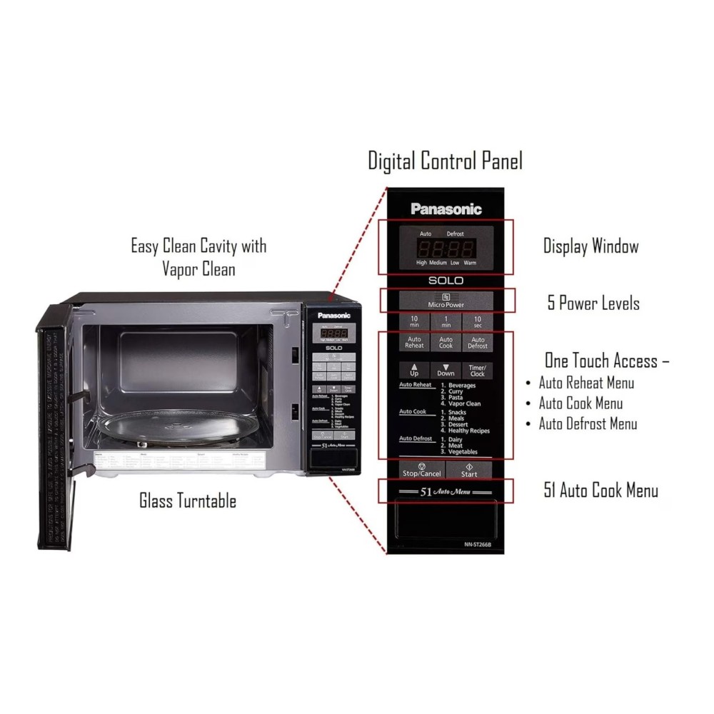 Panasonic Solo Microwave Oven NN-ST266BVTG Black 20L
