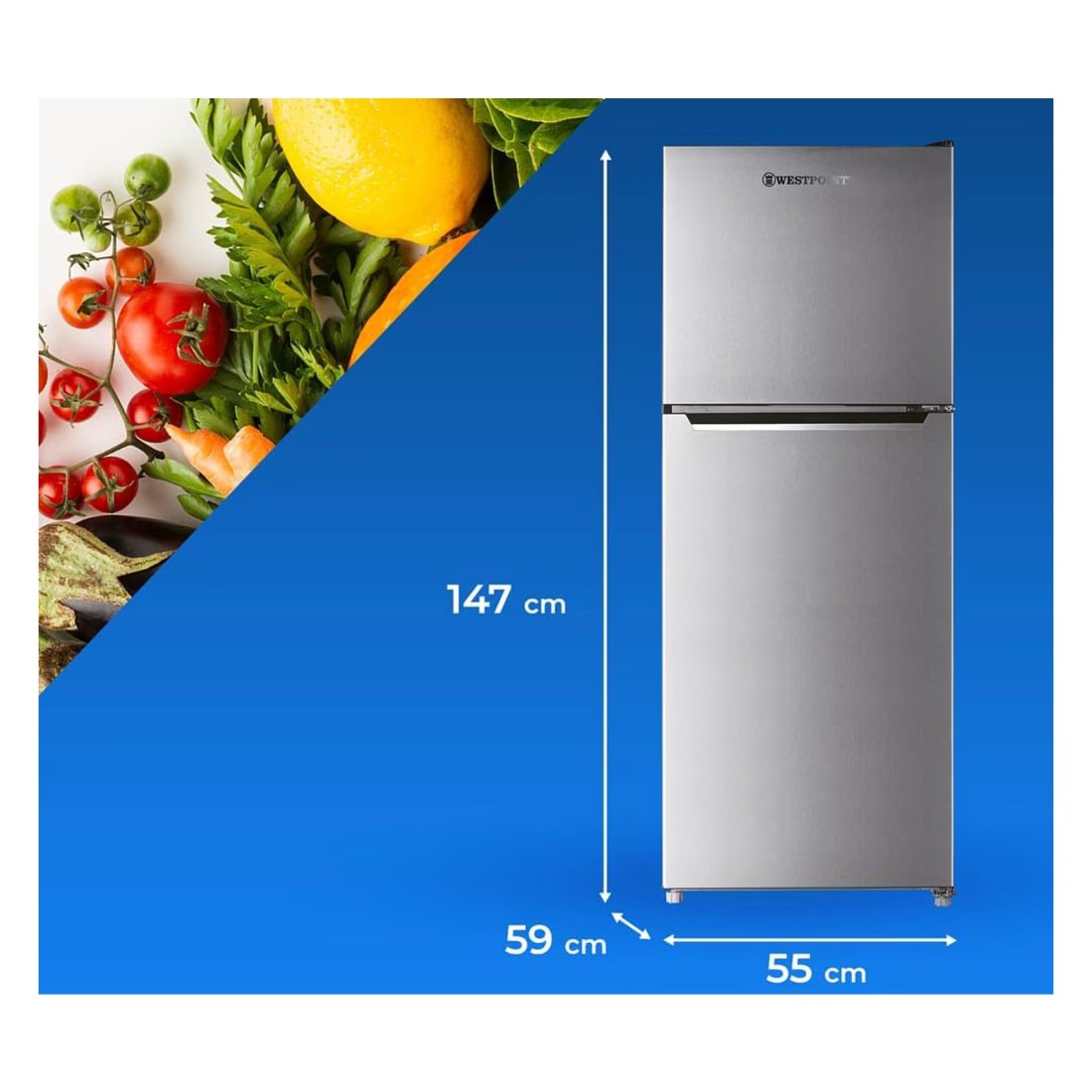 Westpoint Top Mount Refrigerator WNN3023ERI Silver 250L
