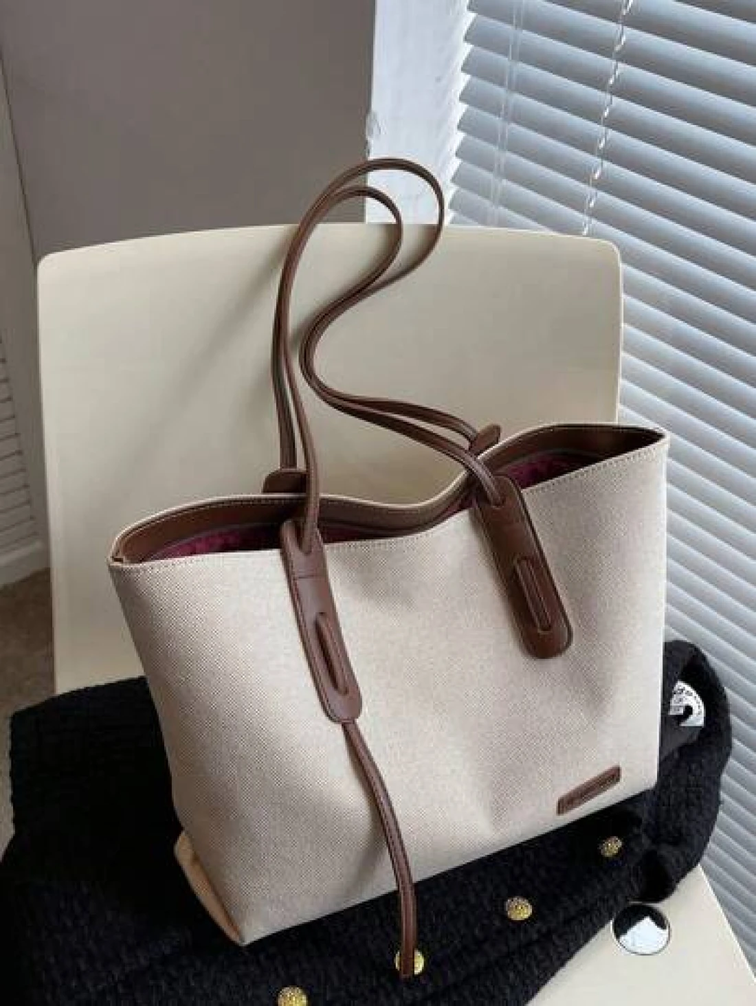 Large Capacity Foldable Shoulder Strap Tote Bag Suitable For Women Shopping Work Commute Outing Business Events Gift For Mom New In Fall Winter Larrge Capacity Shoulder Tote Bag