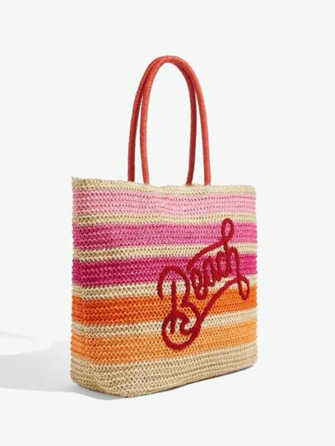 SHEIN BAE Casual Holiday Colorblock Striped Letter Embroidery Tote Bag