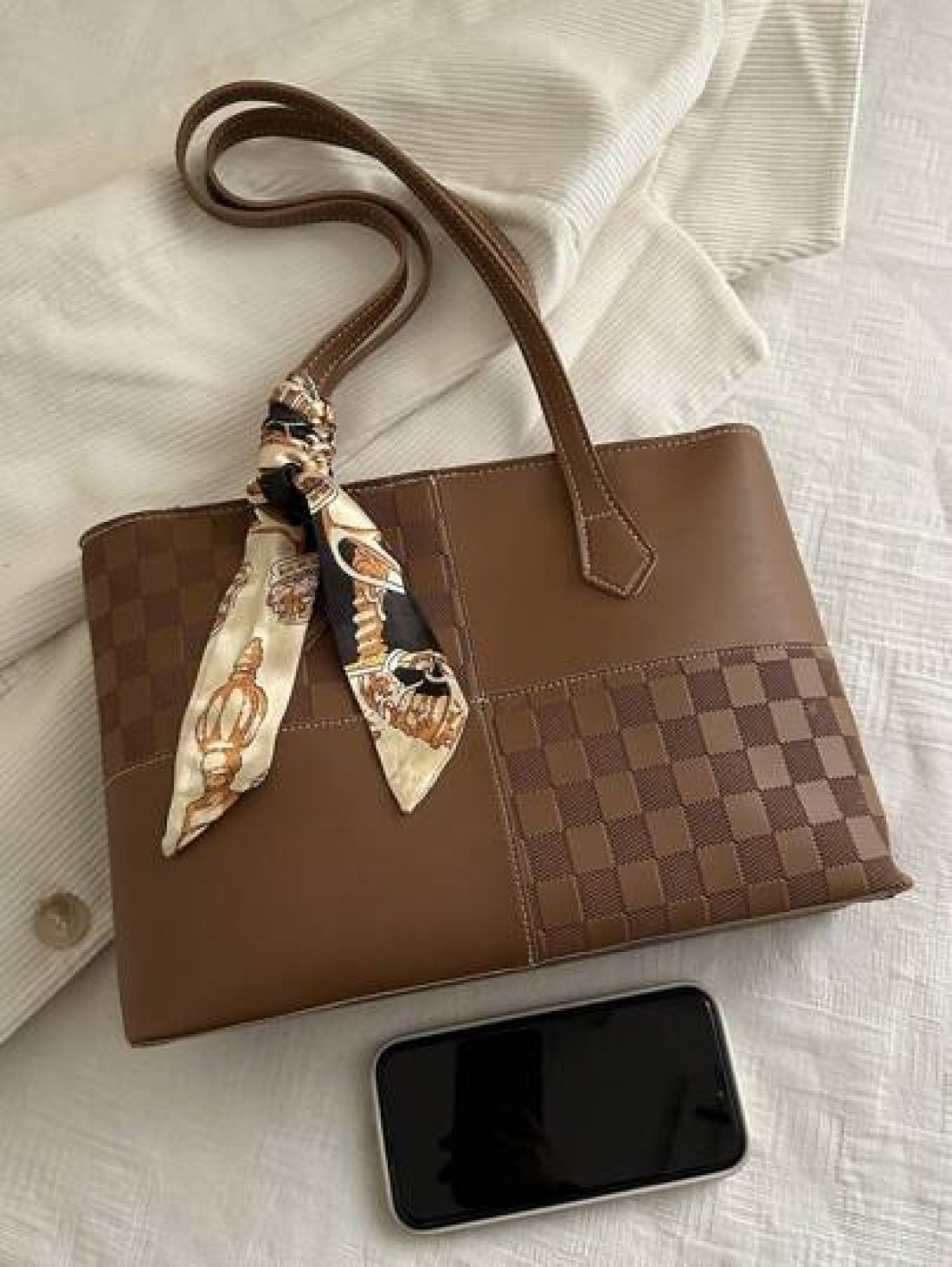 New Stylish Luxury Solid Color High End Versatile Women s One Shoulder Tote Bag