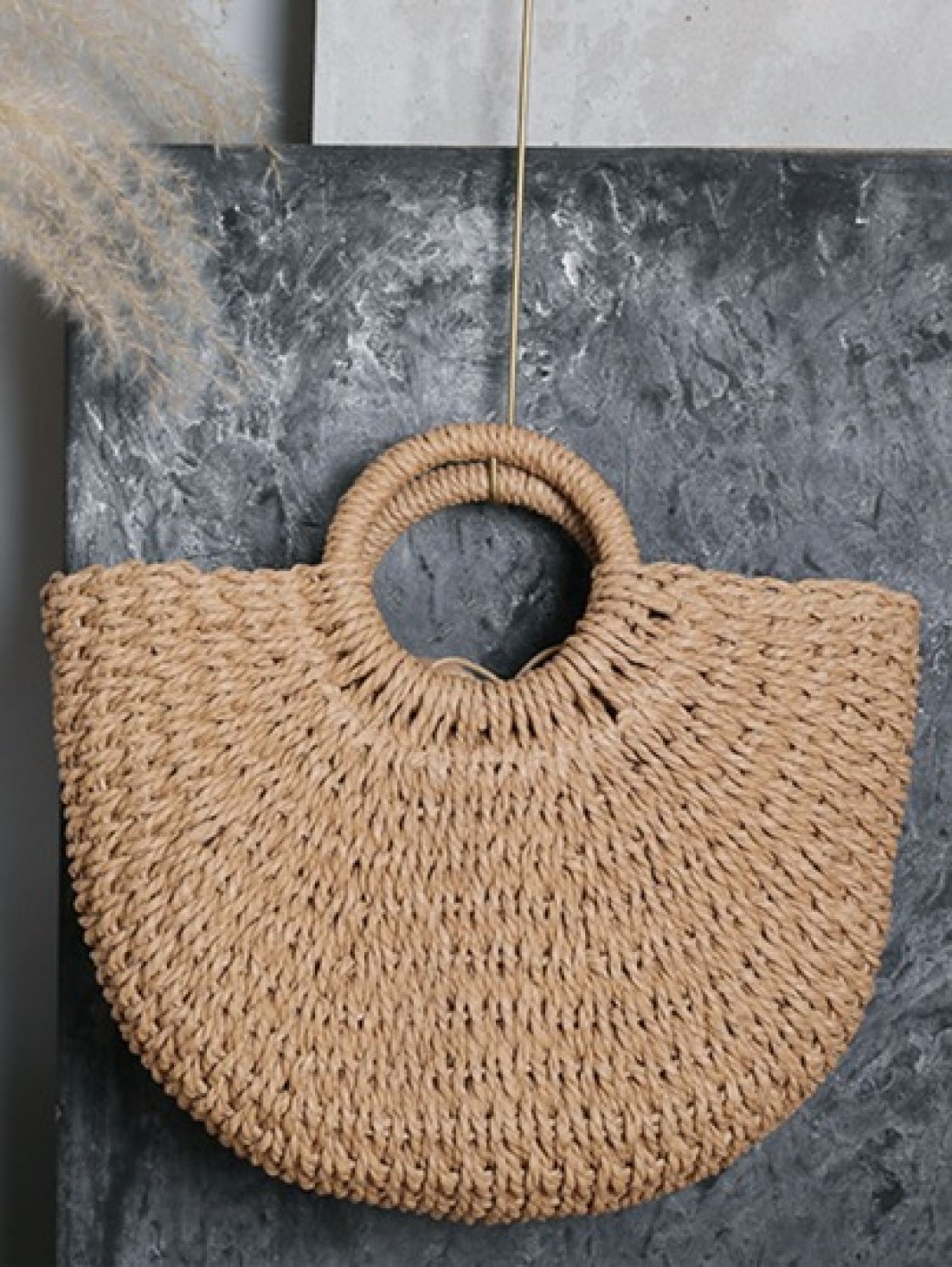 Braided Design Straw Bag Down To Earth Rattan Tote Bag School Bag Large Capacity Portable Classic Casual For Teen Girls Women College Students White Collar Workers Perfect For Work Back To School Midd