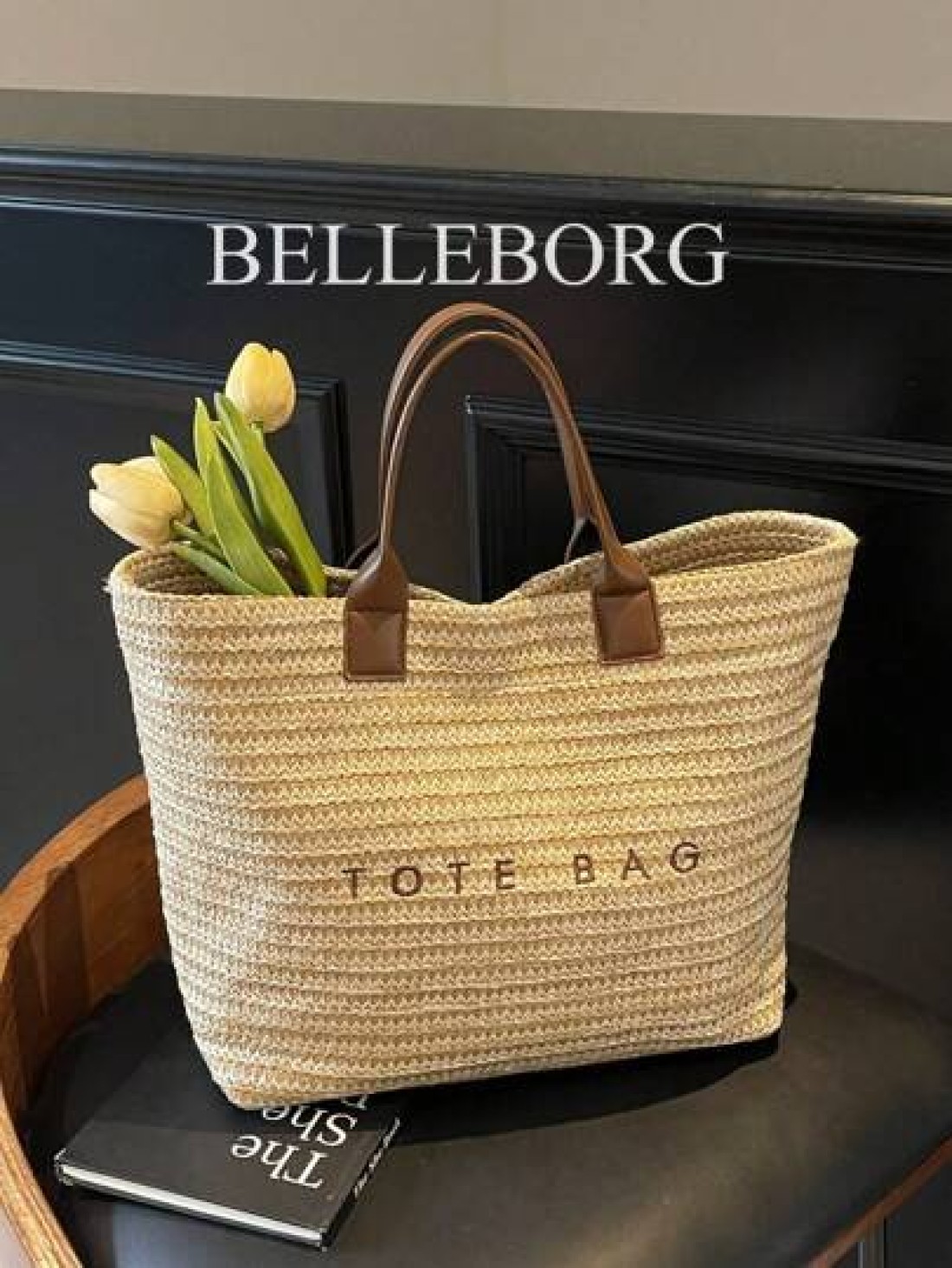 Large Capacity Casual Vacation Straw Tote Bag Minimalist Elegant Women Shoulder Handbag