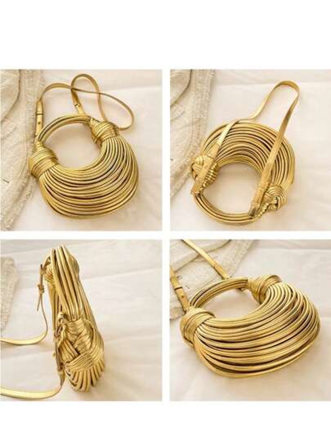 Handbags For Women New Gold Luxury Designer Brand Handwoven Noodle Bags Rope Knotted Pulled Hobo Evening Clutch Chic