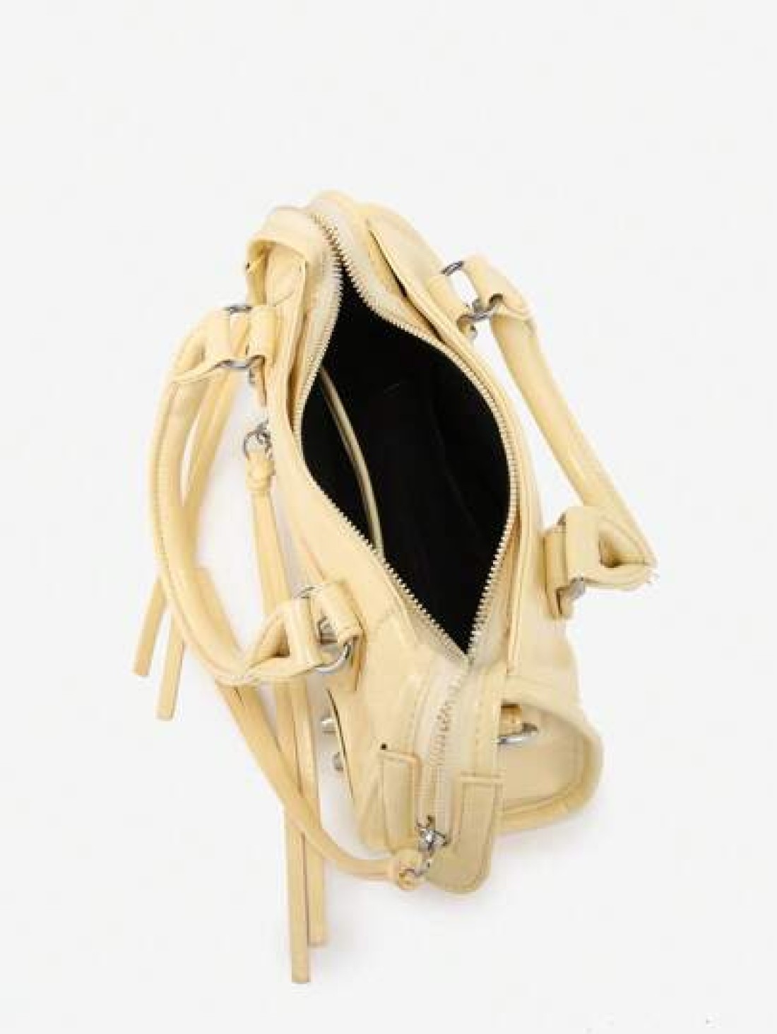 1pc Retro Y2K Motorcycle Punk Grunge Style Women Rivet Decor Multi Pocket Faux Oil Wax Cracked Leather Shoulder Handbag Suitable For Outing Date Party
