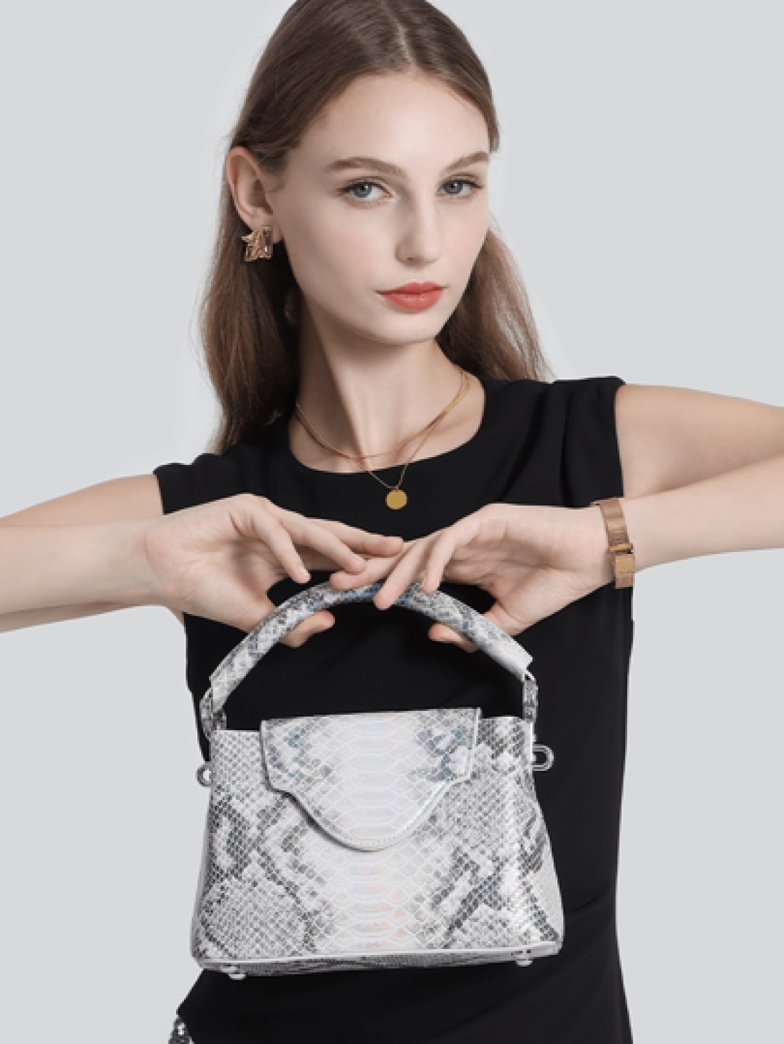 1pc Medium Size PU Leather Snake Pattern Handbag Adjustable Strap Suitable For Daily Use Or As Elegant Gift For Female Friends Sisters Mothers Bag For Women Elegant Luxury