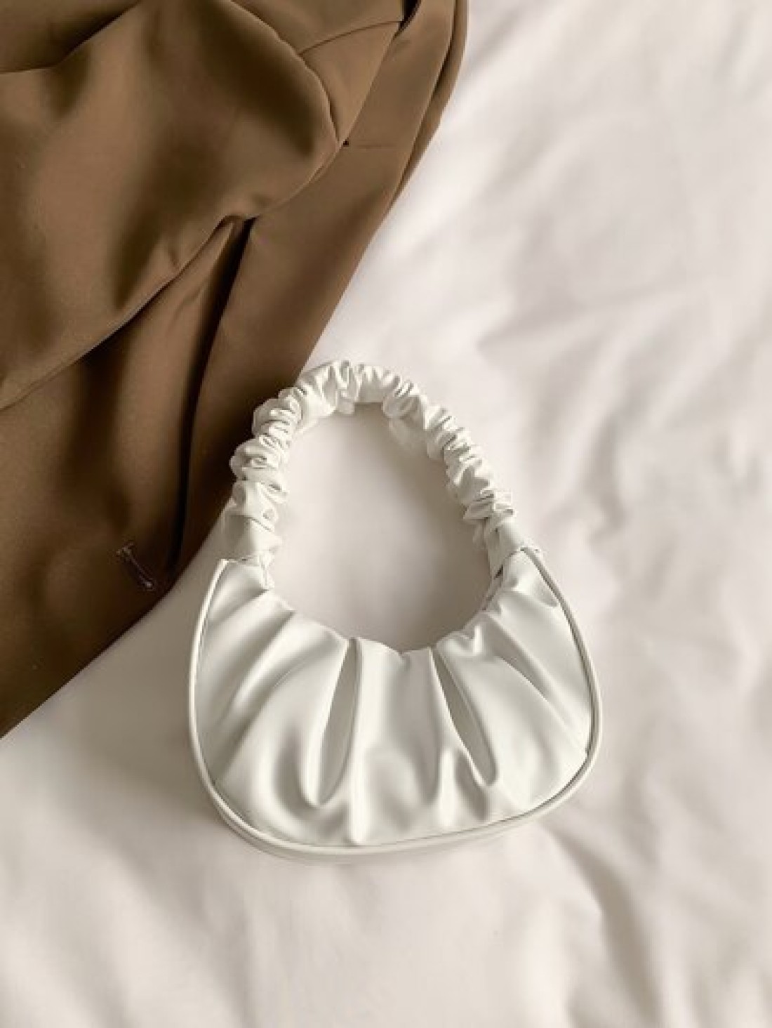 Mini Solid Color Women Pleated Handbag Women Solid Color Cloud Crescent Shoulder Bag