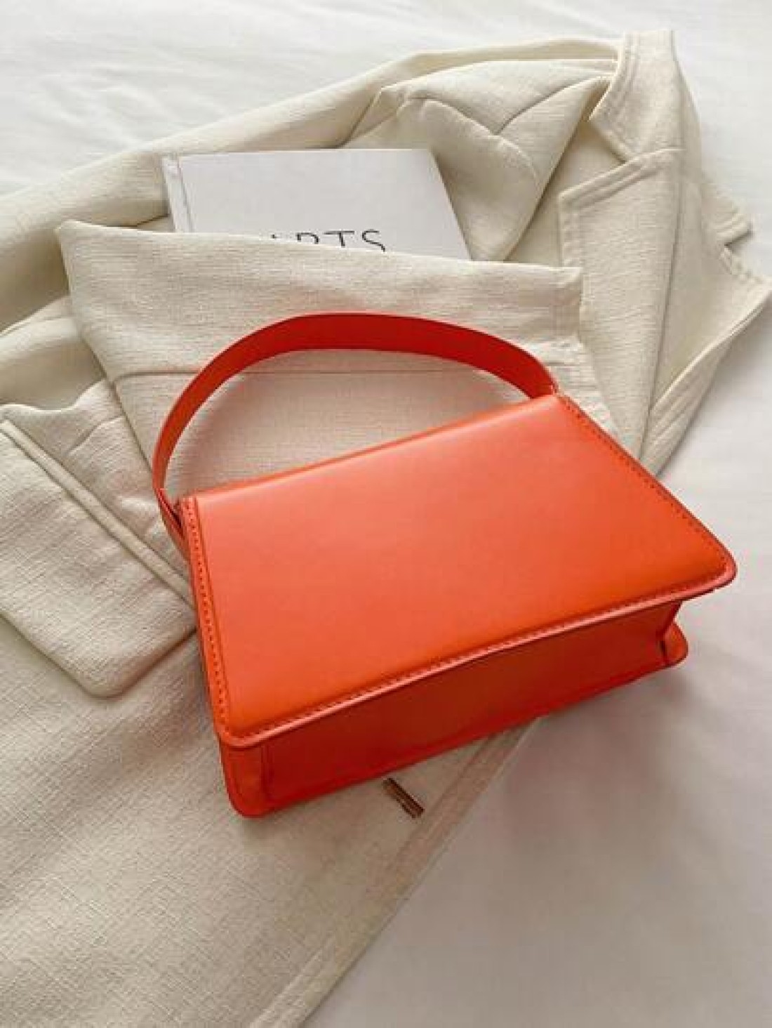 New Orange Ladies Solid Color PU Small Square Bag Simple And Stylish Handbag For Going Out And Versatile